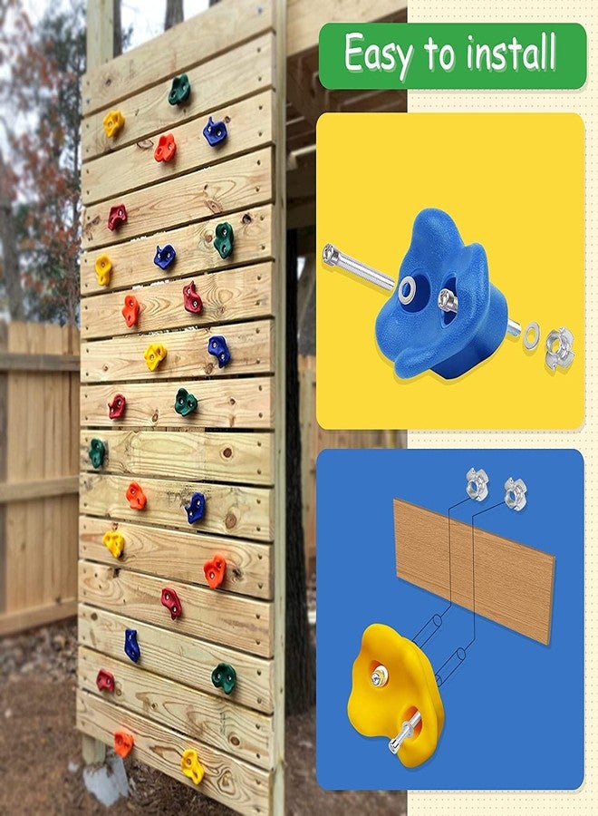 REZNOR مجموعة أحجار تسلق الصخور الكبيرة متعددة الأحجام من ريزنور للأطفال، وأحجار تسلق جدارية للكبار لبناء جدران ملاعب الأطفال بأنفسهم/مكعبات خشبية، عبوة من 24 قطعة - Image 4